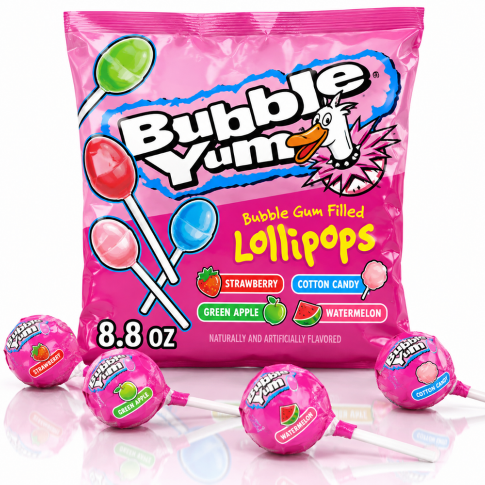 Bubble Yum Bubble Gum Filled Lollipops, 8.8 oz bag