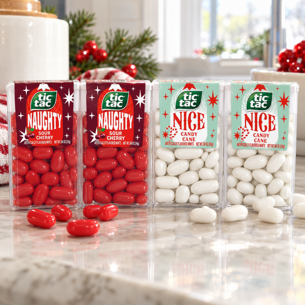 Tic Tac Naughty Sour Cherry and Nice Candy Cane mints 4 pack