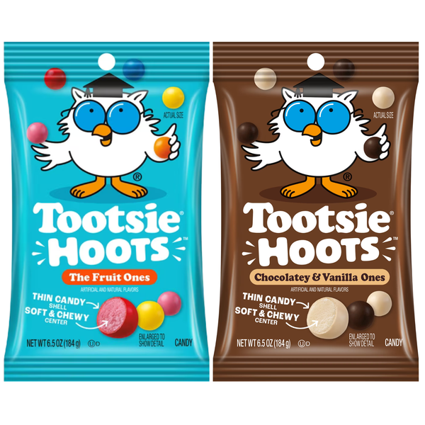 Tootsie Hoots Variety 2-Pack, Fruit Ones and Chocolatey Vanilla Ones, 6.5 oz Each