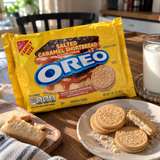 Oreo Salted Caramel Shortbread golden cookies with sugar crystals