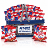 Cracker Jack Caramel Popcorn Snacks, 30 Bags + Mini Shopping Basket