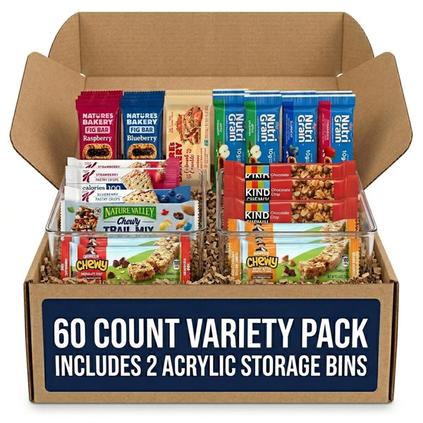 Healthy Sweet Treats Variety Pack — 60 Count + 2 Bonus Acrylic Storage Containers