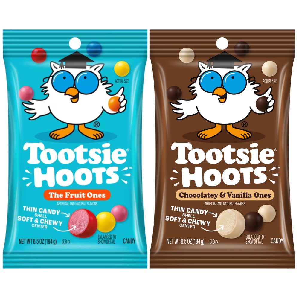 Tootsie Hoots Variety 2-Pack, Fruit Ones and Chocolatey Vanilla Ones, 6.5 oz Each