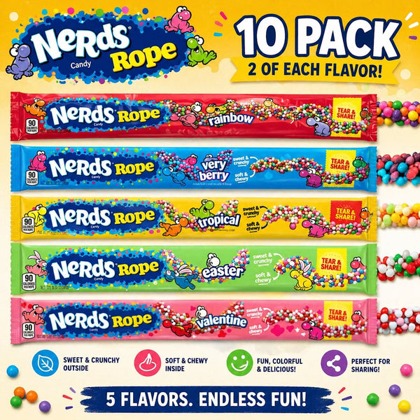 Nerds Rope Candy Variety Pack — 10 Pack, 5 Flavors